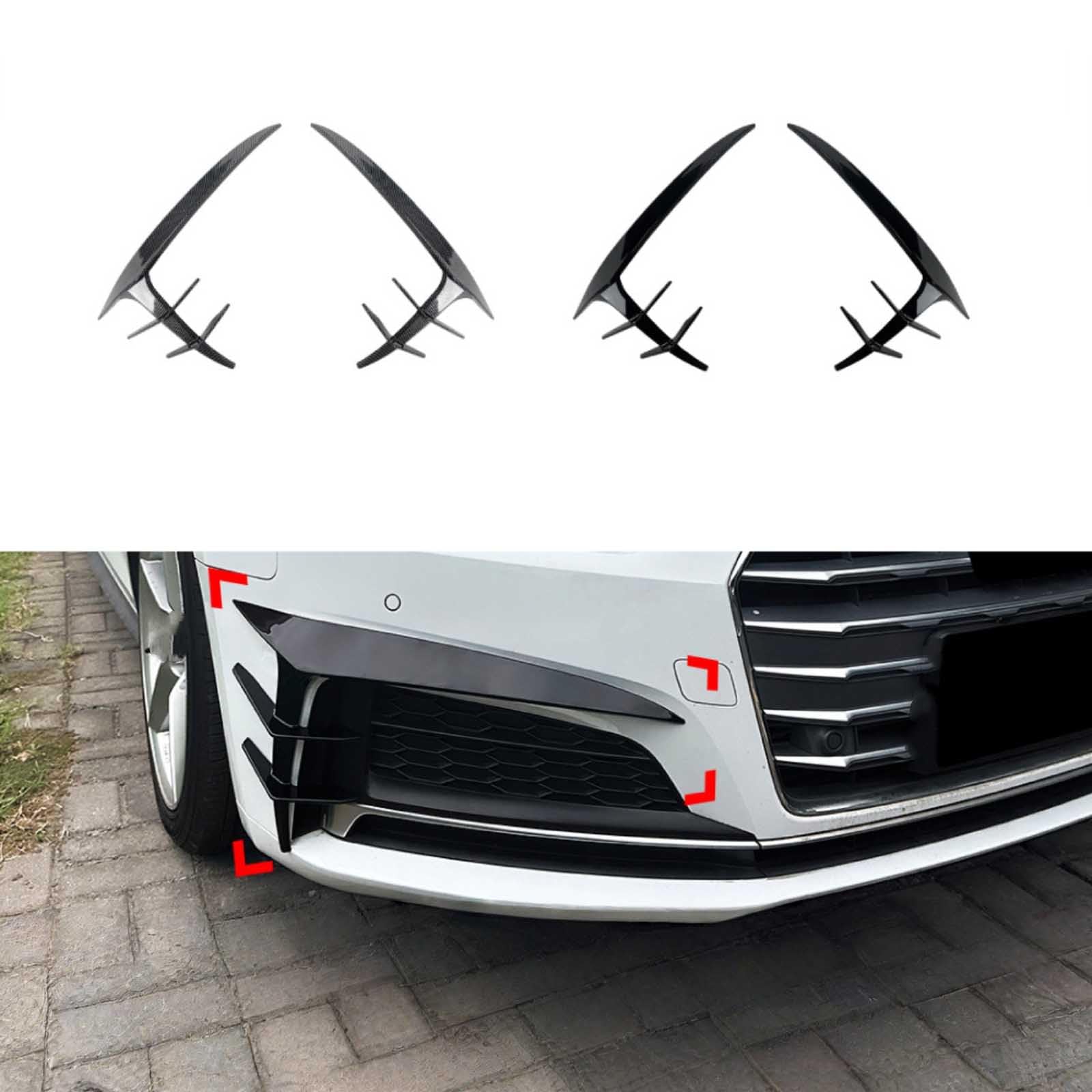 Paraurti Anteriore Canard Splitter per Audi A5 S5 F5 Sline 2017-2020, ABS Diffusore per Paraurti Coltello da Fianco del Paraurti Auto Accessori,Piano Black