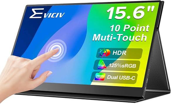 EVICIV 15.6" Touchscreen Portable Monitor, 1080P for Laptop/PC/Game Console