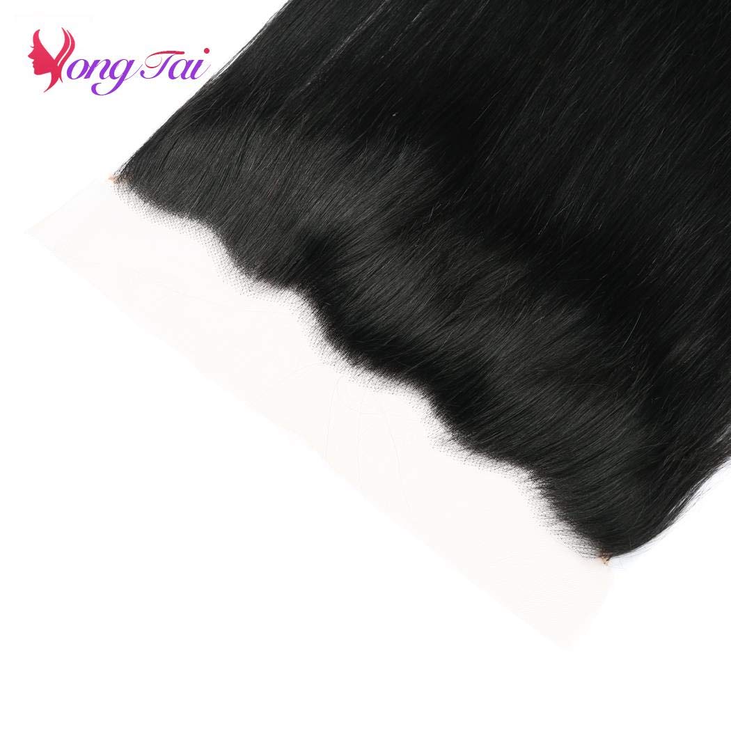 Straight Human Hair Lace Frontal Closure 13x4" Free Part Ear To Ear Malaysian Virgin Straight Hair Lace Front Closures With Baby Hair Pre Plucked Hairline 1B Color 8 Inch