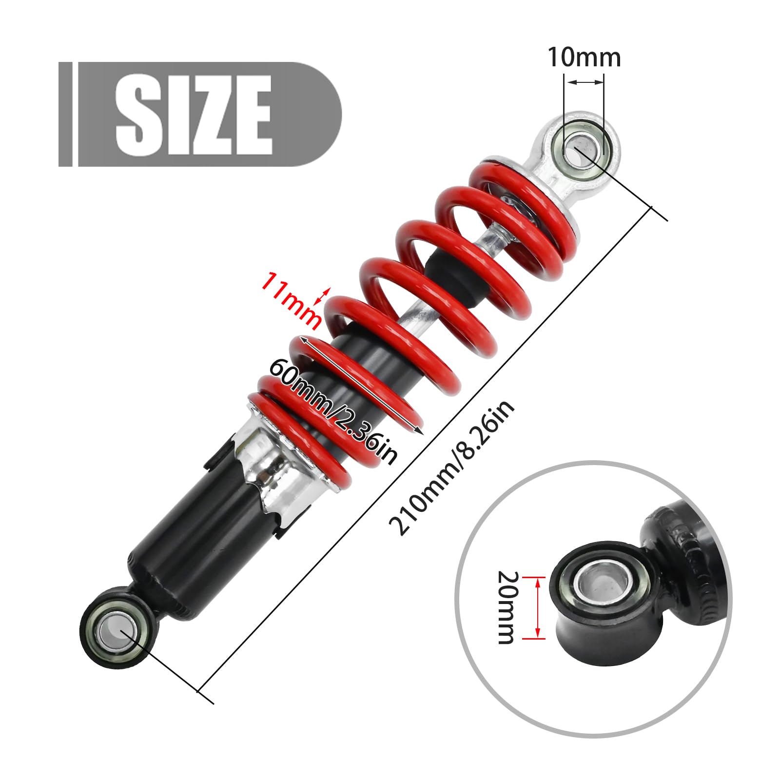 SYOWADA Stoßdämpfer vorne, 210 mm, Stoßdämpfer für Quad, ATV, Federdämpfung, 2 Stück