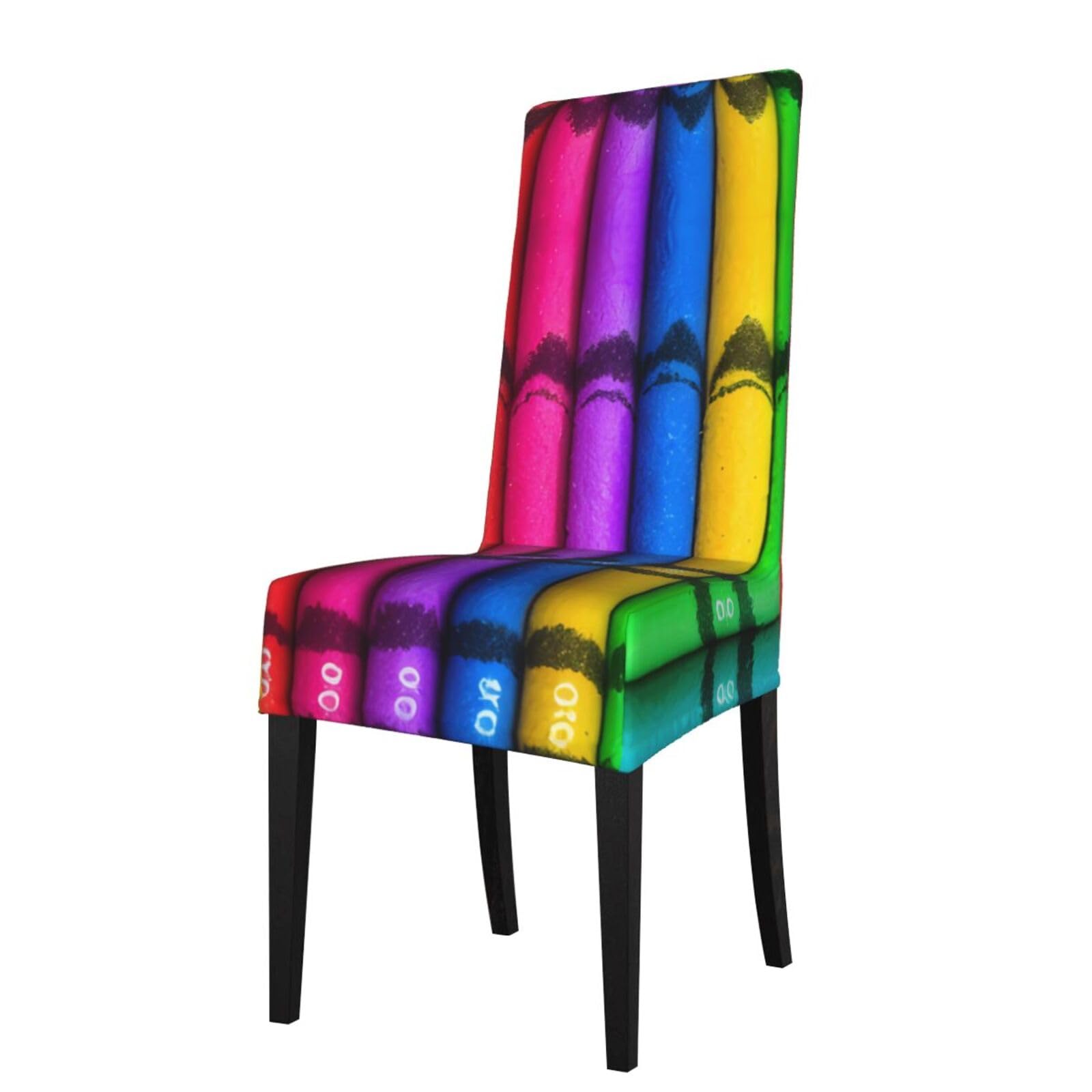 HJFCZH colored crayons Prints Dining Chair Throw Covers – Stretchable Polyester-Spandex Fabric for Elegant Home & Event Decor - Universal Fit & Easy Care