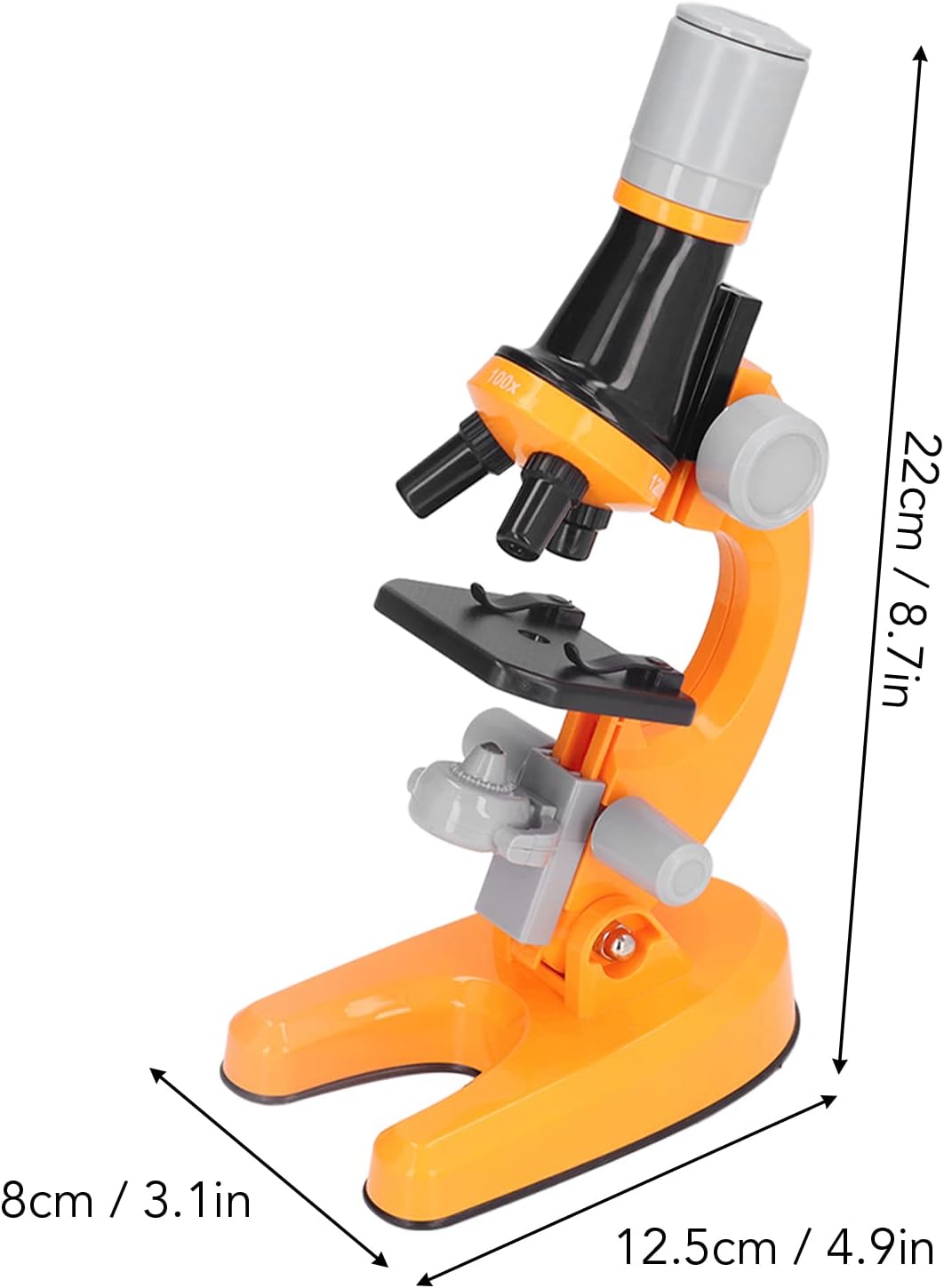 Kids Microscope, Professional Clear Image Microscope Kit for Children Plastic Angle for Home Observation (Orange)