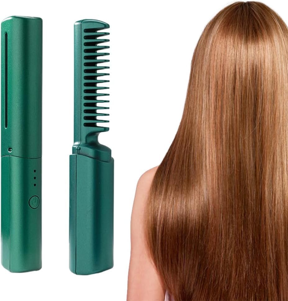 TCCO ENTERPRISE Rechargeable Mini Hair Straightener, Portable Cordless Hair Straightener Brush, 3 Adjustable Temp Flat Iron, Travel Size, Suitable for Soft Thinning Thick Curly Hair Types - Multicolor