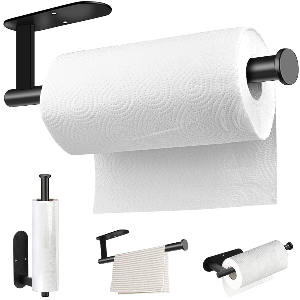 Photo 1 of MGahyi Black Paper Towel Holder Under Cabinet Wall Mount
