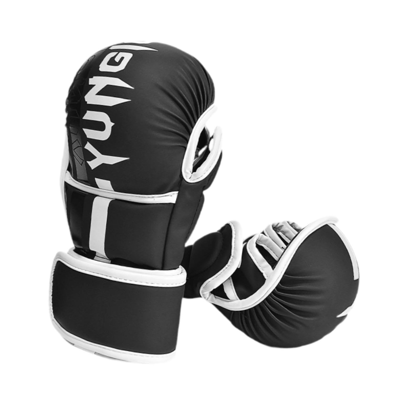 2 Pezzi Guantoni Guanti Sportivi Dita Karate Taekwondo PU Pelle Interno Morbido Polso Esteso Adatti per Allenamento Arti Marziali Palestra