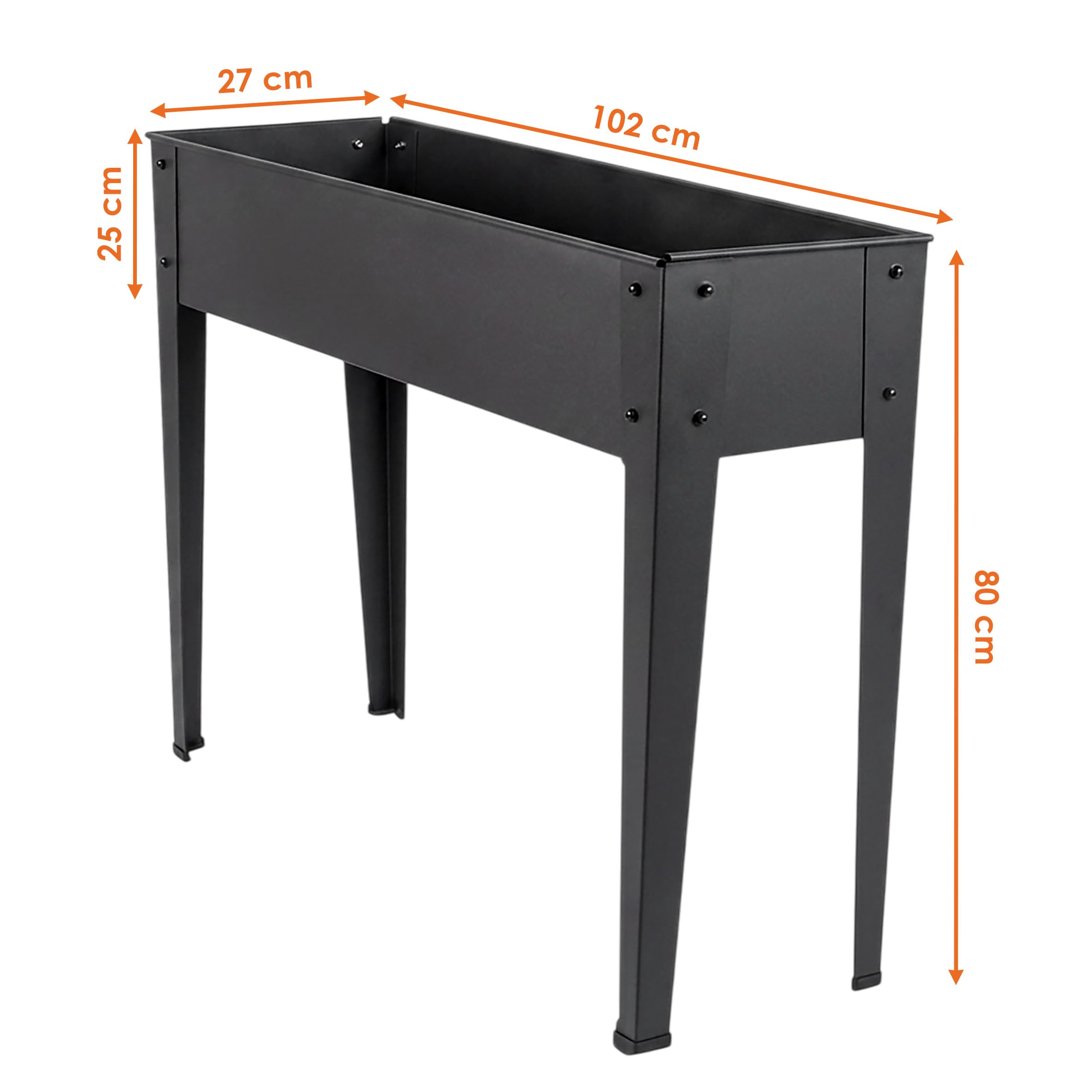 Spetebo Bancal de metal antracita con tapas para los pies, 102 x 80 cm, resistente a la intemperie, para verduras y flores, resistente a la intemperie, para hierbas, verduras, balcón, jardín
