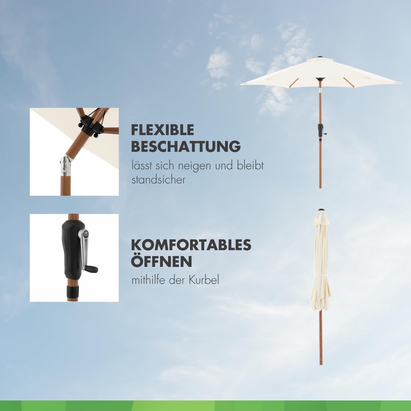 Doppler City Wood Balkonschirm, Mittelmast, 250 cm in verschiedenen Farben