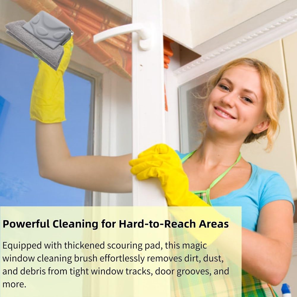 5pcs Magic Window Track Cleaner – Multipurpose Groove Cleaning Brush for Doors & Windows, Deep Cleaning Tool with Thickened Scouring Pad for Dust, Debris, and Hard-to-Reach Corners (Gray)