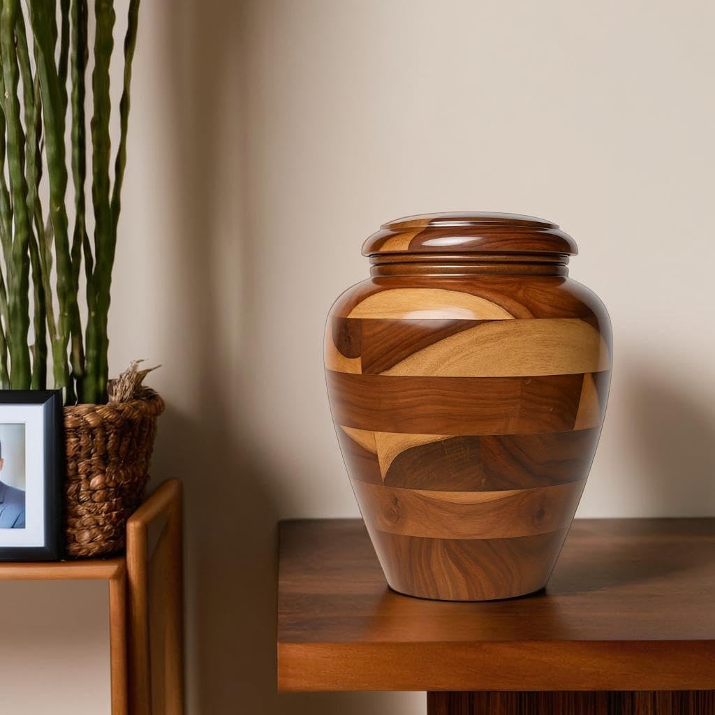 Urna de cremación grande de madera, conmemorativa hecha a mano para cenizas humanas, urna funeraria para adultos para hombres y mujeres (palisandro, grande (200 pulgadas cúbicas))