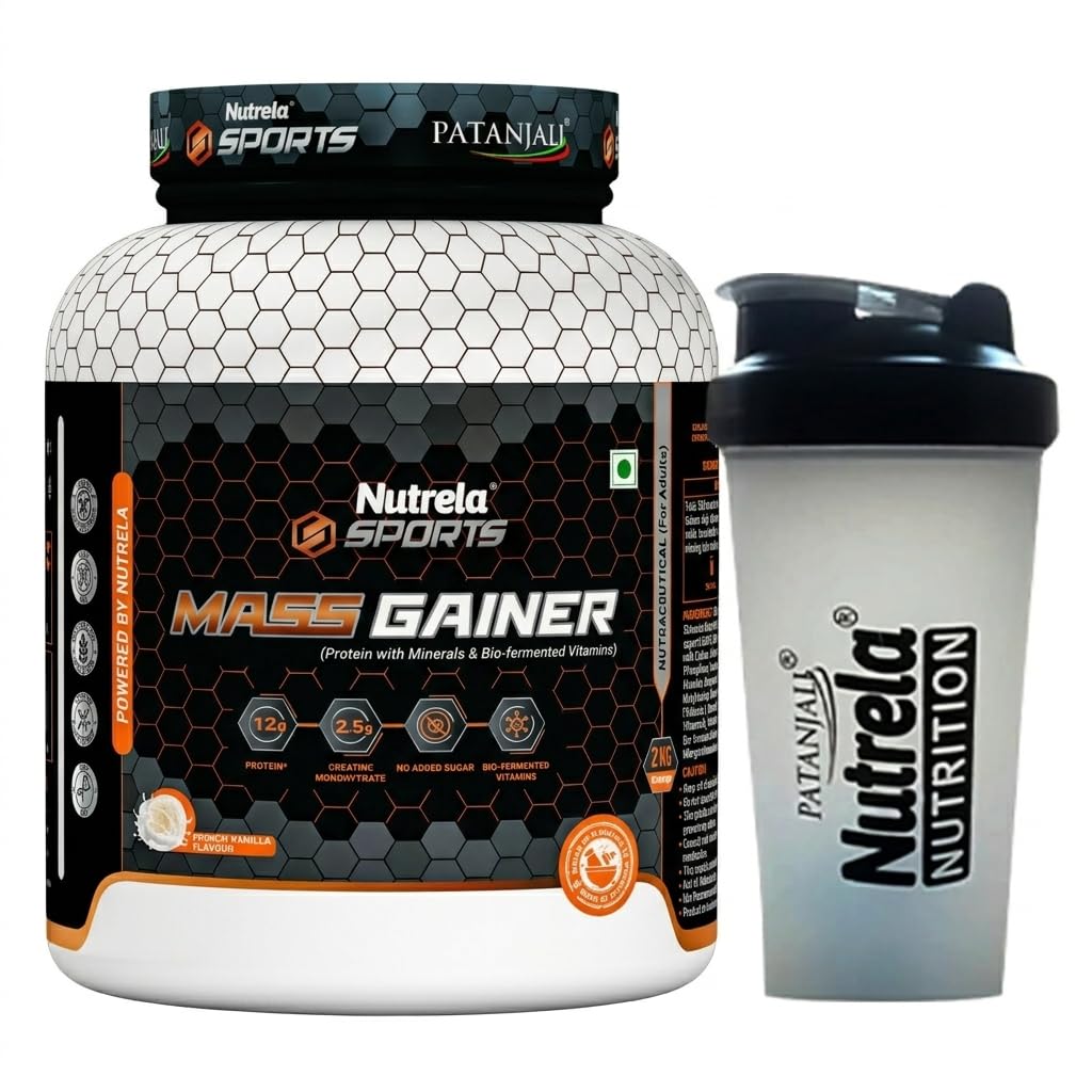 Nutrela Sports Mass Gainer Protein Powder 1 kg (Malai Kulfi) with Shaker | With 2.5g Creatine, 33.1g Carbs & Biofermented Vitamins — Amazon image 7