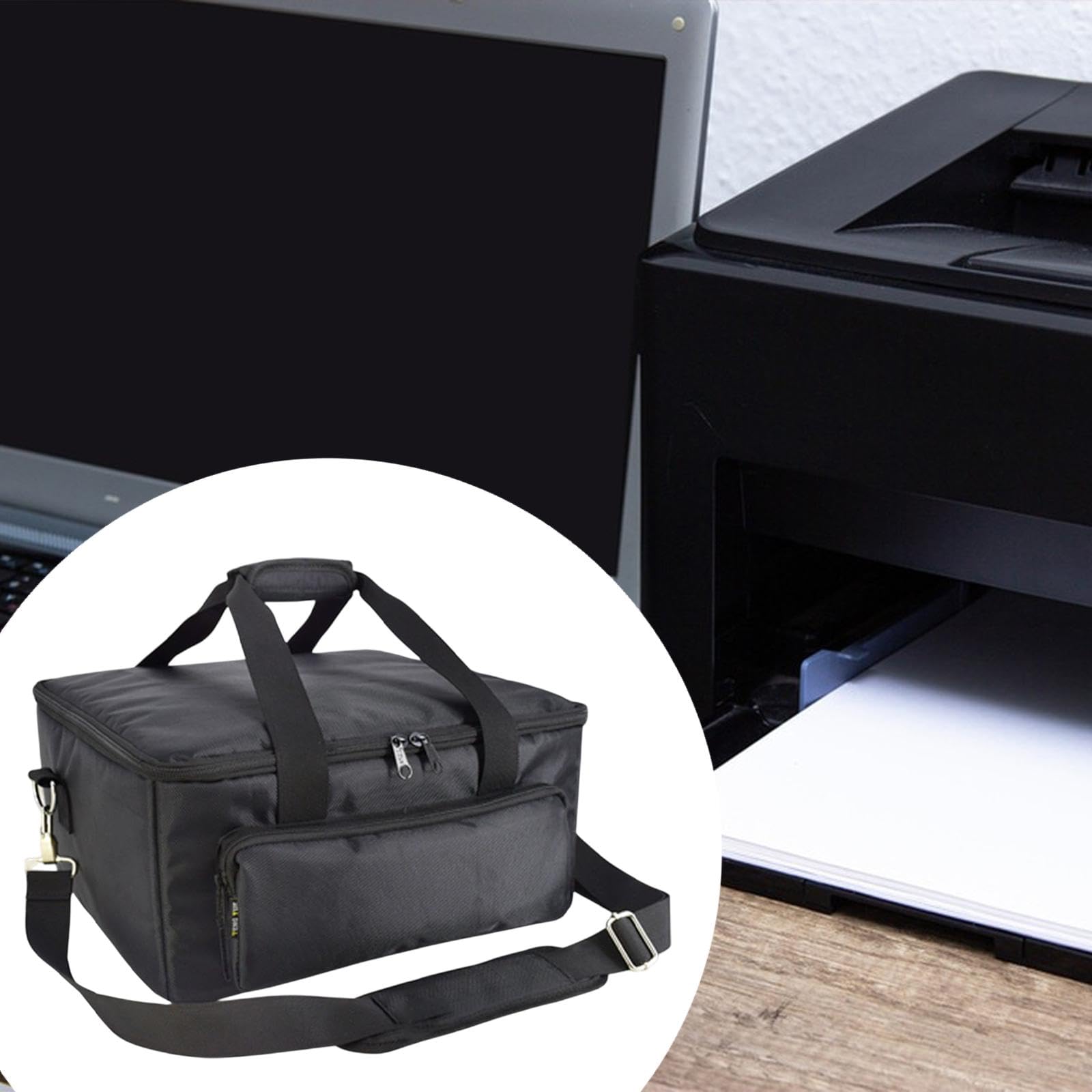 Funda para Impresora Protector Polvo Cubierta Bolsa Estuche Resistente con Forro Acolchado Y Hebillas Metálicas con Bolsillo con Cierre Adecuada para, L