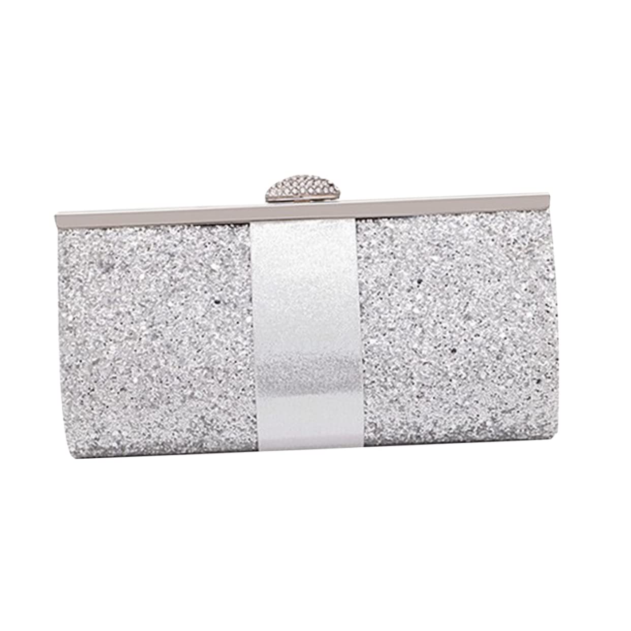 SHERCHPRY Embrague Cena Cadena De Cuero Sintético Moda Plata Brillo Boda Embrague Para Bolso Bolso Noche Noche 2 Piezas