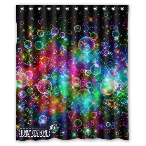 Funny Kids' Home Colorful Bubbles Beautiful Rainbow Abstract- Personalize Custom Bathroom Shower Curtain Waterproof Polyester Fabric 60(W) X72(H) Rings Included #TOP20