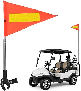 iplusmile Bike Flag with Pole for Safety, 5.4FT Golf Cart Flag Pole
