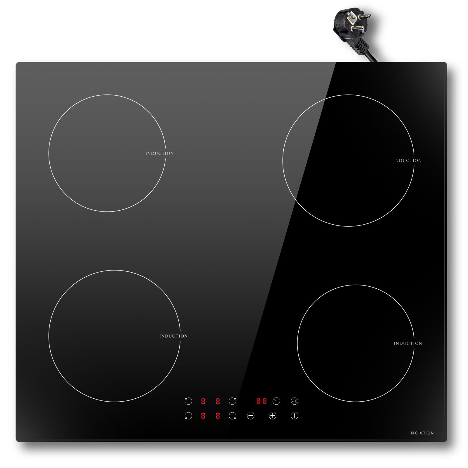 NOXTON Induktionskochfeld 60 cm 4 Platten 3500W Touch Timer Kindersicherung