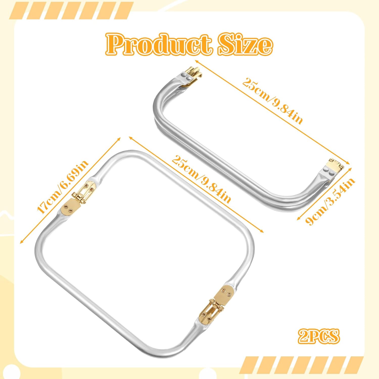 2PCS 10" Metal Purse Frames for Bag Making Clutch Purse Frame Rectangle Lock Frame Kiss Lock U-Shaped Bags Handle Purses Hardware Inner Kiss Clasp DIY Bag Clasps for Handle Bags Making Sewing Crafts