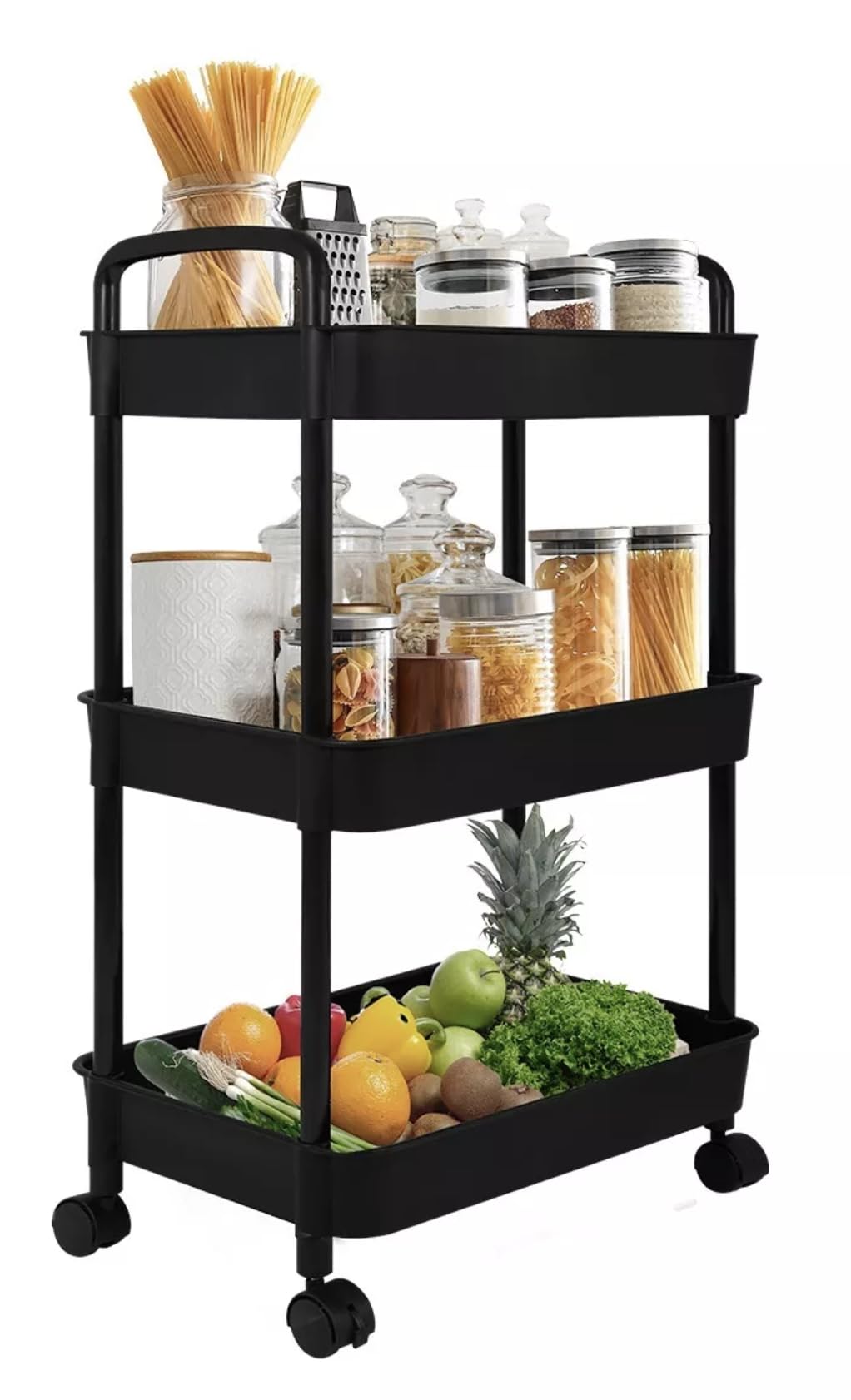 SELECTSHOP Carrito Organizador de 3 Niveles, Carrito de Serviciocon Ruedas