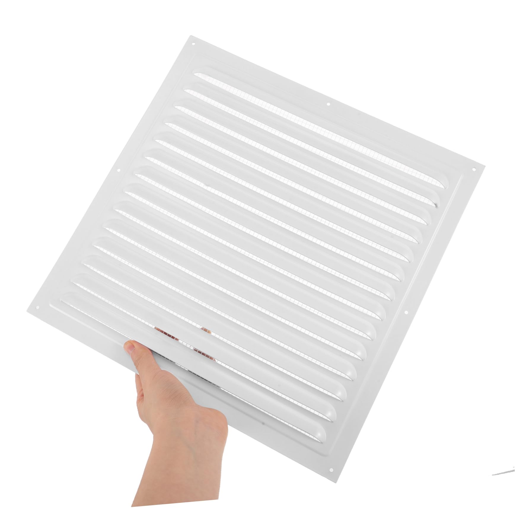 Griglia di Ventilazione in Lega di Alluminio 300x300 2 Pezzi | Louvered Design, Montaggio Facile, Bianco, per Pareti Esterne e Casa, Struttura a Pannello Grigliato