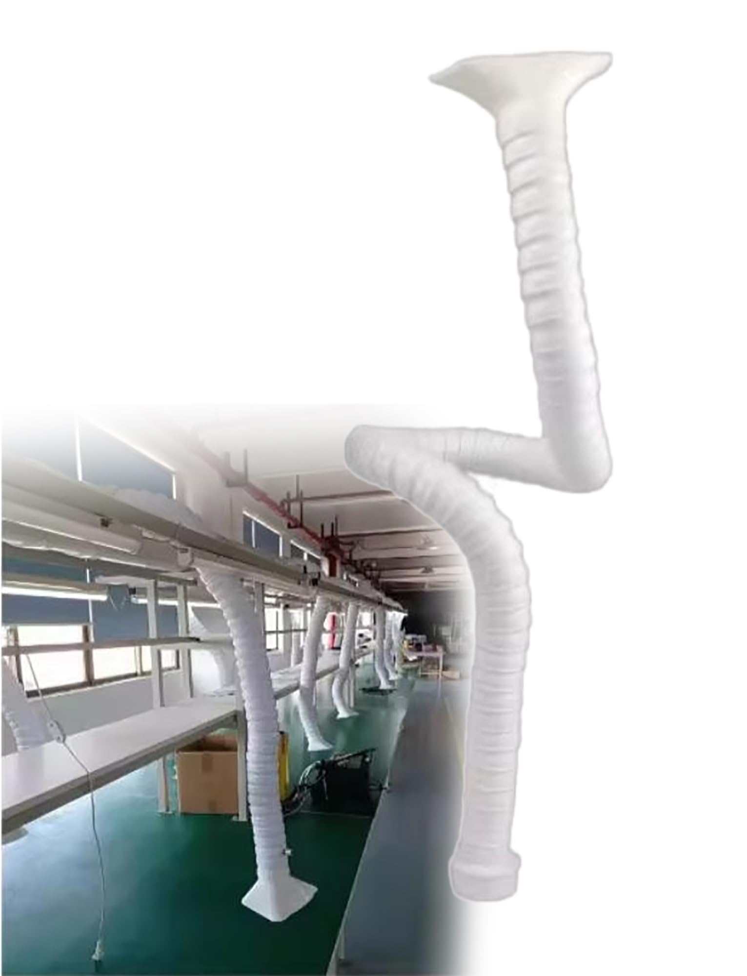 Braccio di aspirazione fumi flessibile con cappuccio di cattura Tubo di rimozione della polvere per saldatura officina e laboratorio ventilazione 50 tubi 160 cm di lunghezza sistema di filtrazione