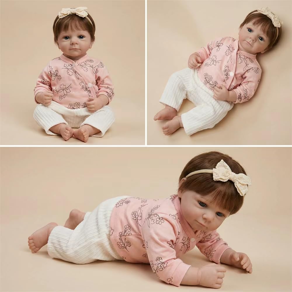 Reborn Puppe Mädchen 20 Inches Handgefertigt Reborn Babys Vollsilikon Weiche Körper mit Anatomisch Korrekte, Reborn Babypuppen Sieht Wie EIN echtes Baby