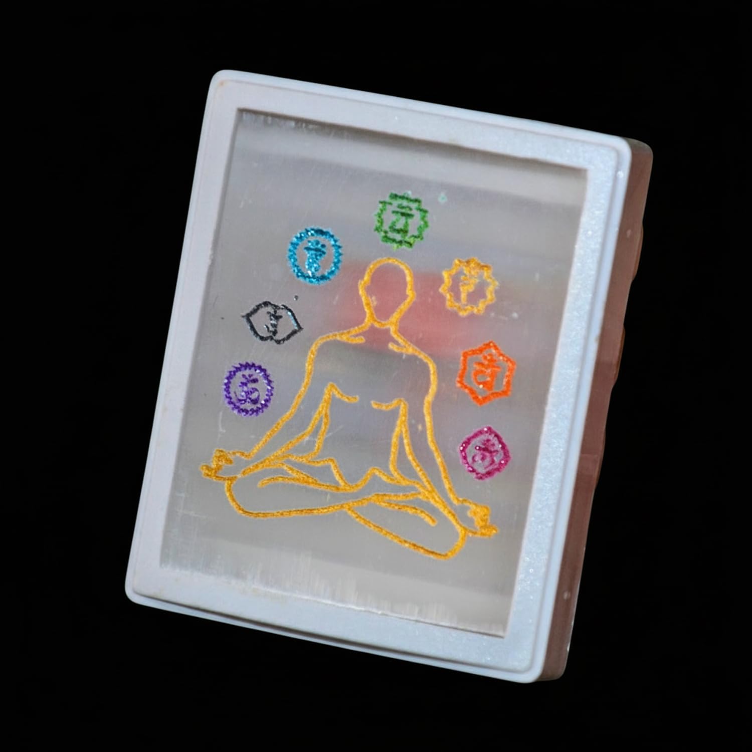 Selenite Plug Lamp 7 Chakra Crystal | Night Light for Healing & Positive Vibes | Reiki Vastu Spiritual | Ganesh Ji for Home,Pooja & Relaxation (7 Chakra Squre Selenite Plug Lamp)-image-47