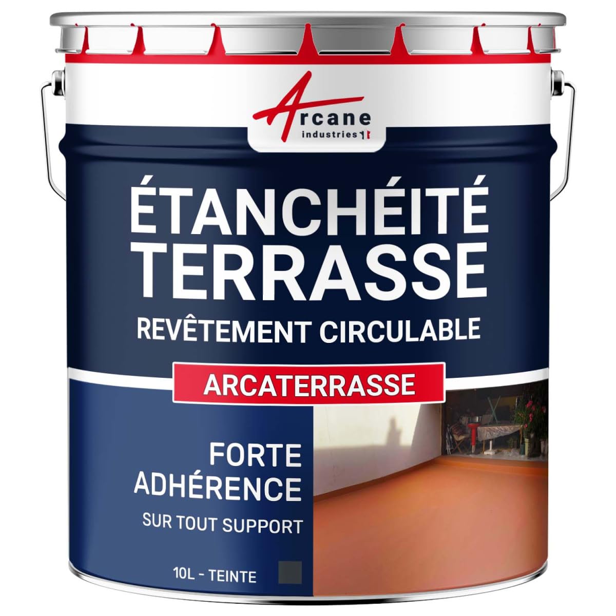 ARCANE INDUSTRIES Peinture résine d'étanchiété terrasse Exterieur - Peinture étanche circulable pour Sol extérieur : ARCATERRASSE - 10 L Gris Basalte