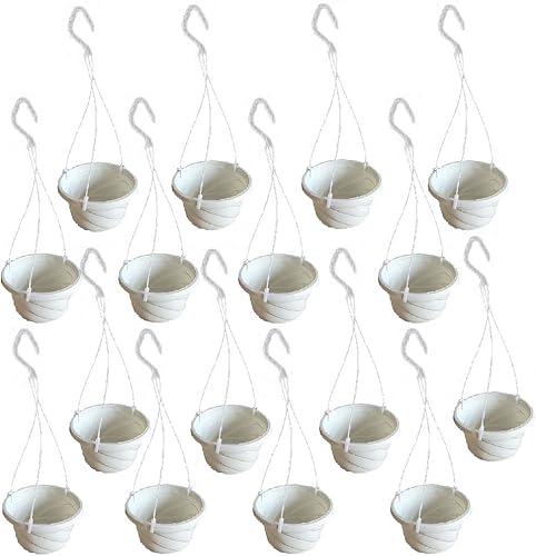 PALROTOP Paquete de 16 macetas colgantes de plástico pequeñas, macetas colgantes de 6 pulgadas, contenedores redondos colgantes para plantas de