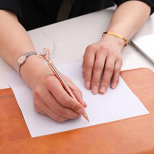 Miniatura 6 de Bolígrafos de diamantes divertidos y elegantes para mujer, bolígrafos de metal brillante, tinta negra, 4 unidades (4 colores)