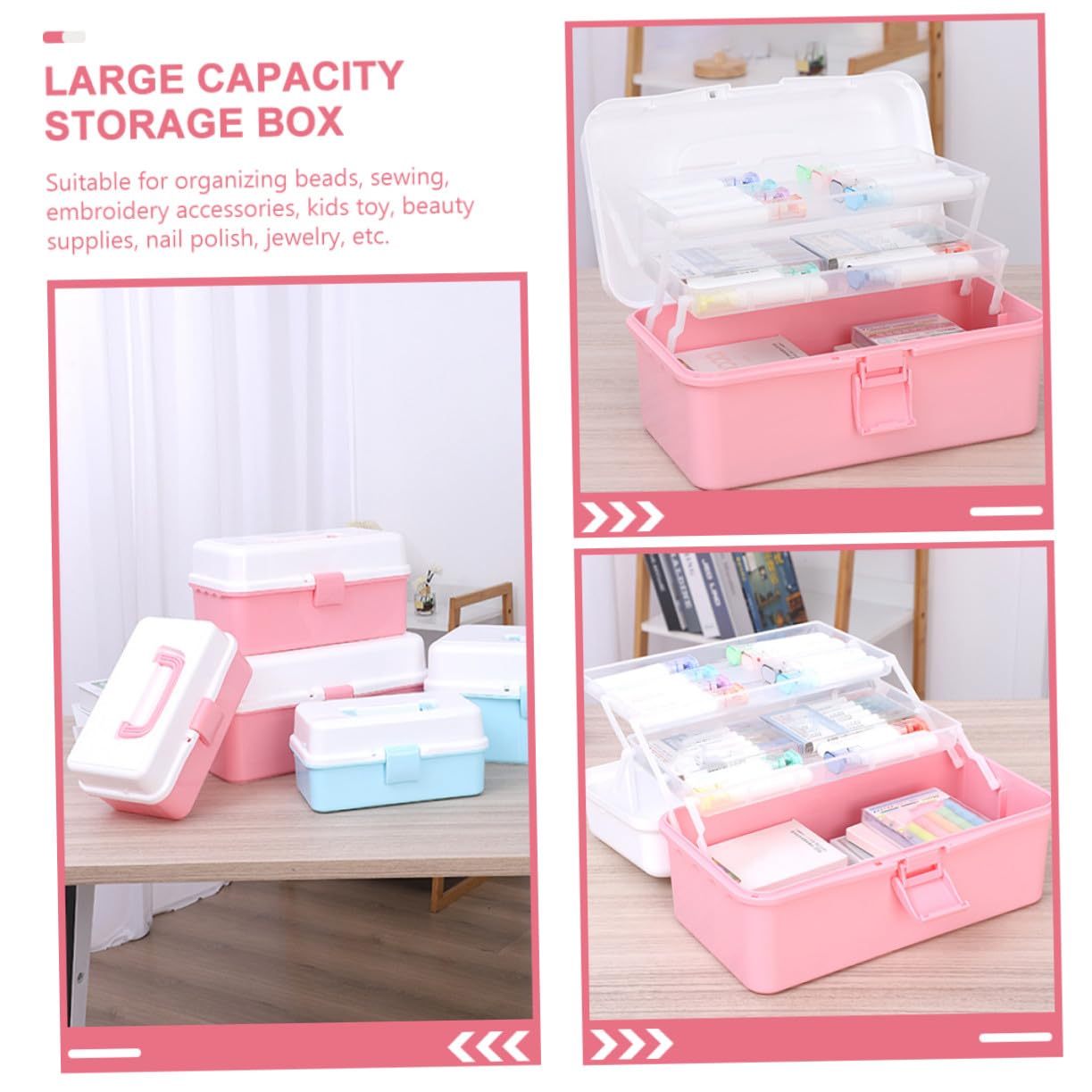 TOYANDONA Caja de Almacenamiento Portátil para Organizar Accesorios y Esmaltes Diseño Multicapa y Material Pp Resistente para Herramientas de Arte y Papelería