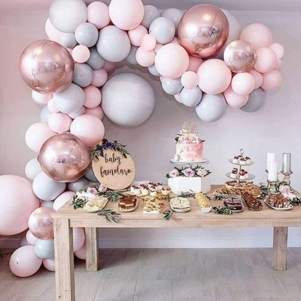 Balloon Arch Kit/Balloons Pink Grey Garland Wedding Birthday Party Baby Shower Wedding UK Double Layered