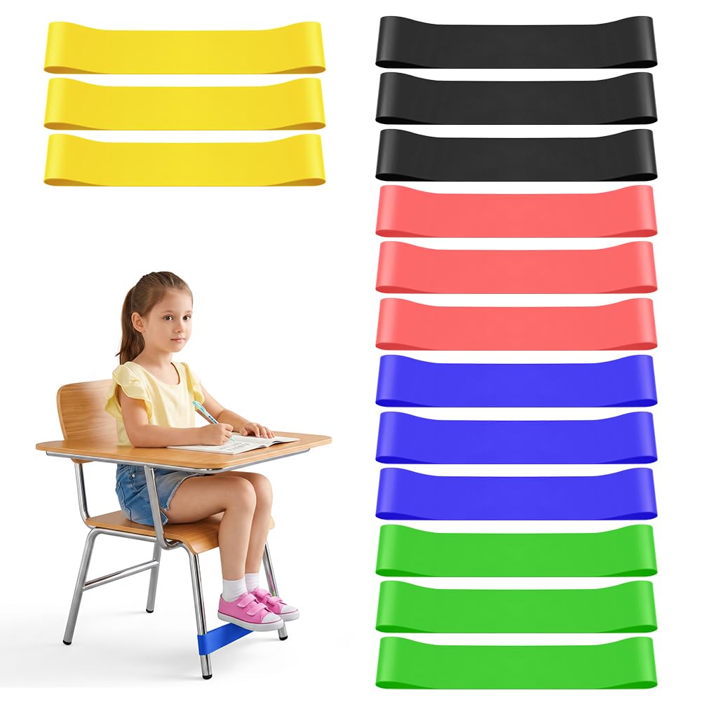 AUAUY 15PCS Chair Bands for Kids with Fidgety Feet, Stretchy Bands for ADHD