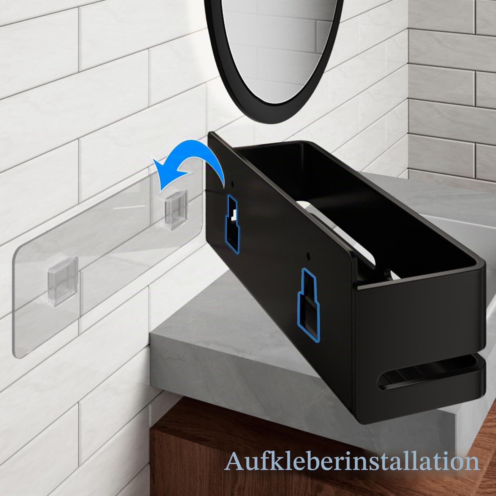 Badezimmer Aufbewahrungsregal 5er-Set, Grau duschkorb，ohne Bohren | Zwei Badezimmerregale, ein Zahnbürstenhalter und eine Seifenschale; multifunktionale Aufbewahrung; wasserfest und rostfrei.
