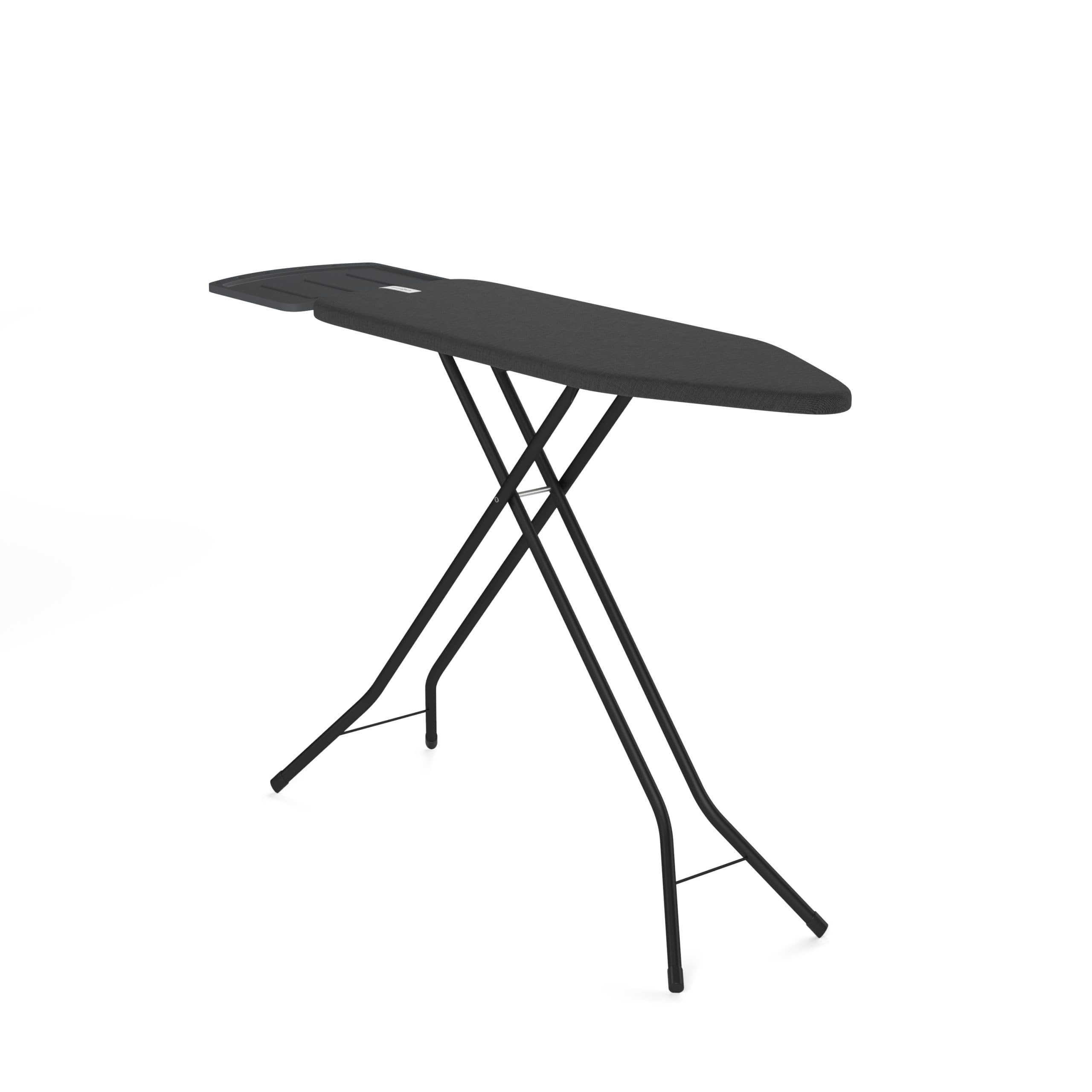Bügelbrett – Mit Dampfbügelstation-Ablage – 122x38 cm – Stabil und standfest – Höhenverstellbar – Luxuriöses Bügelerlebnis – Farbe: Schwarz