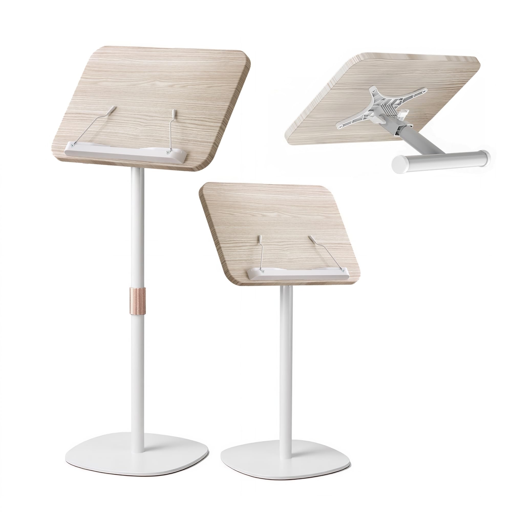 2-in-1 Floor Music Stand &amp; Desktop Book Stand, 16.5"–51" Height Adjustable