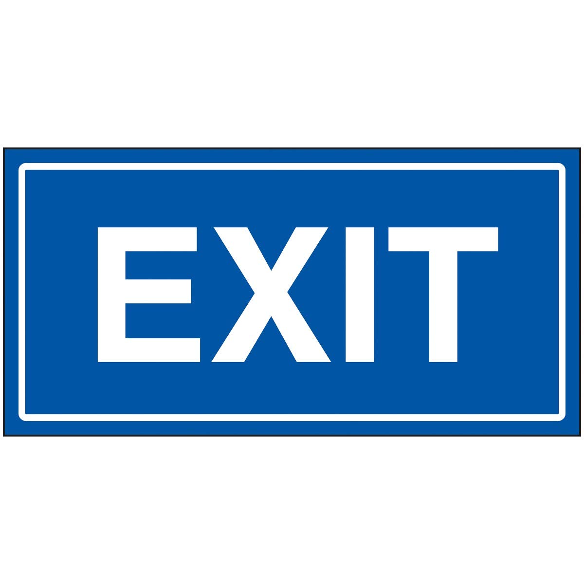 V Safety Exit Sign - 300x150mm - Blue Rigid Plastic