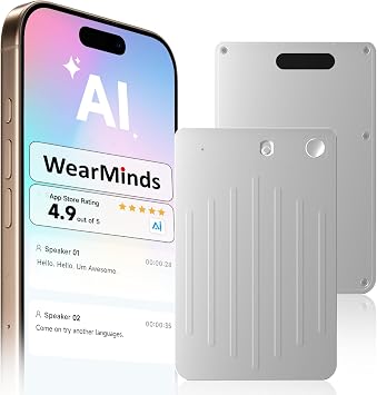 AI Voice Recorder, NoteCard Voice Recorder with case, App Control, Real Time Transcribe & Summarize with AI Technology, Multi-Language, Long Battery Life Meetings/Class/Lectures Black