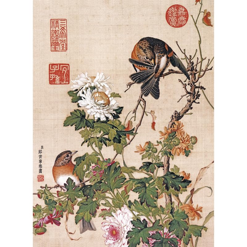 Bristlegrass Puzzles for Adults 1000 Pieces, Jigsaw Puzzles of Chinese Giuseppe Castiglione Masterpieces of Art Chrysanthemum Game Puzzle, Gifts for Adults, Birthday Christmas Puzzle Funny Gifts — image 1