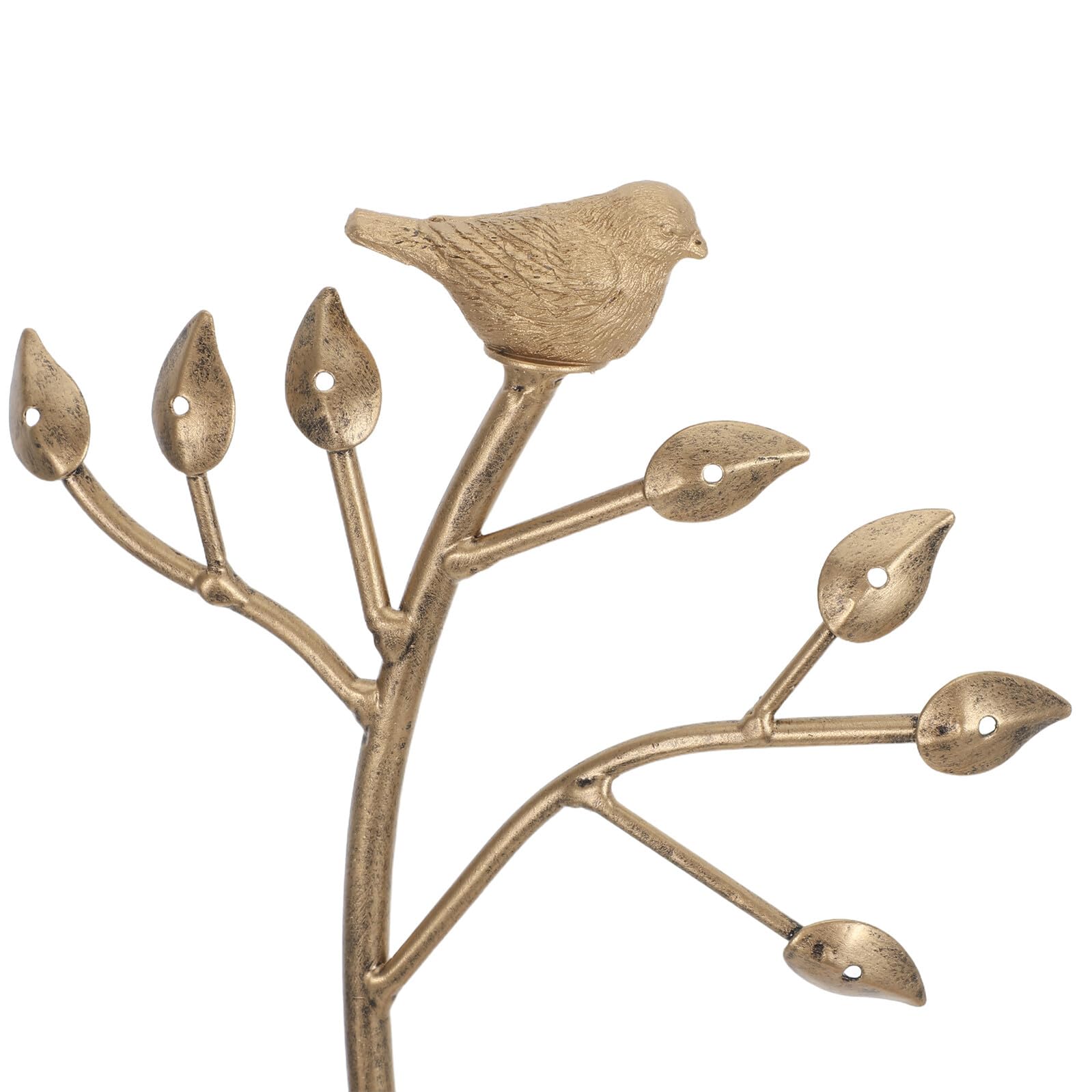 Alasum Eisen Schmuckständer Baum mit Holzsockel Ohrring und Halskettenhalter für Schreibtisch Dekorativer Schmuckorganizer mit Vogelmotiv