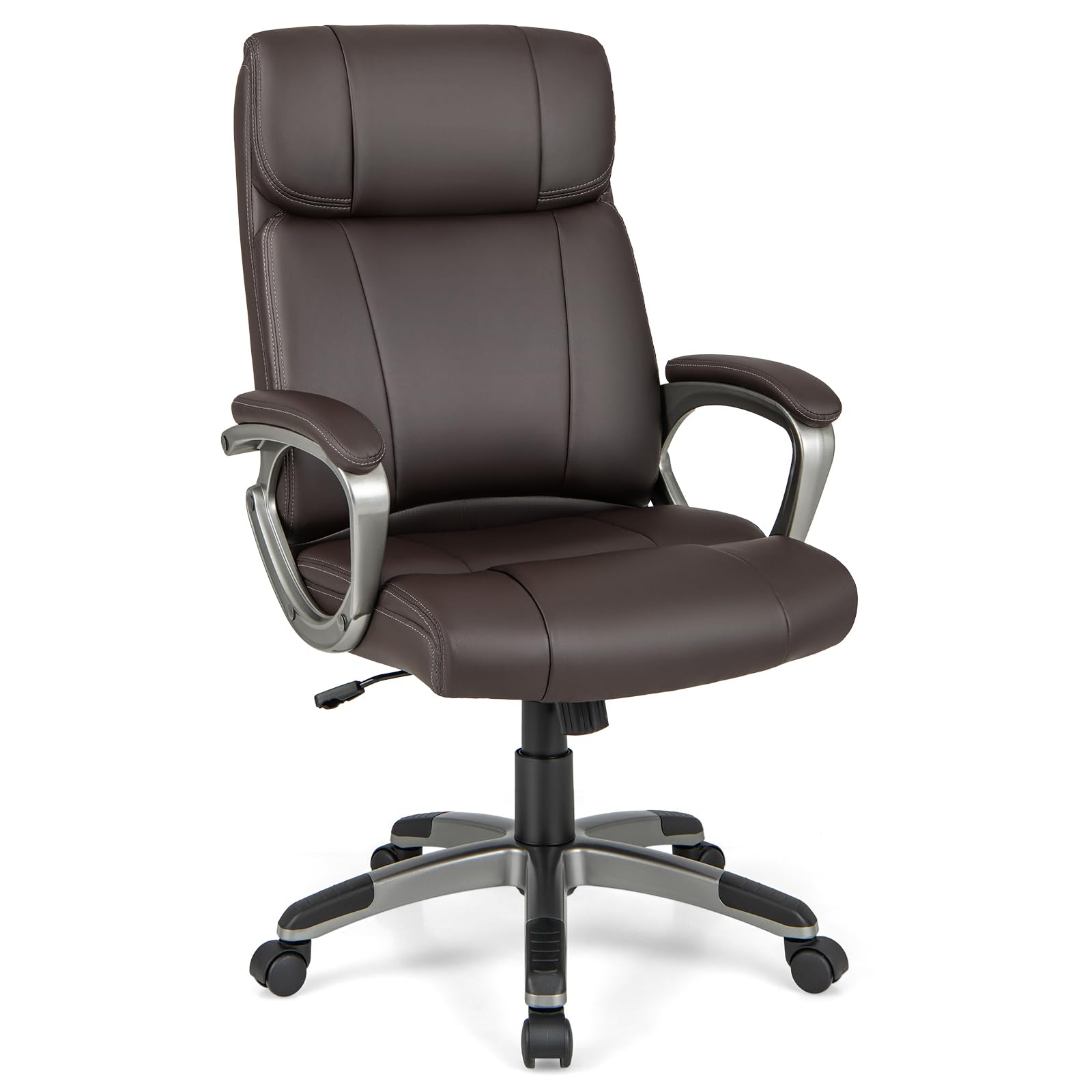 Chaise ergonomique à dossier haut réglable en hauteur avec accoudoirs