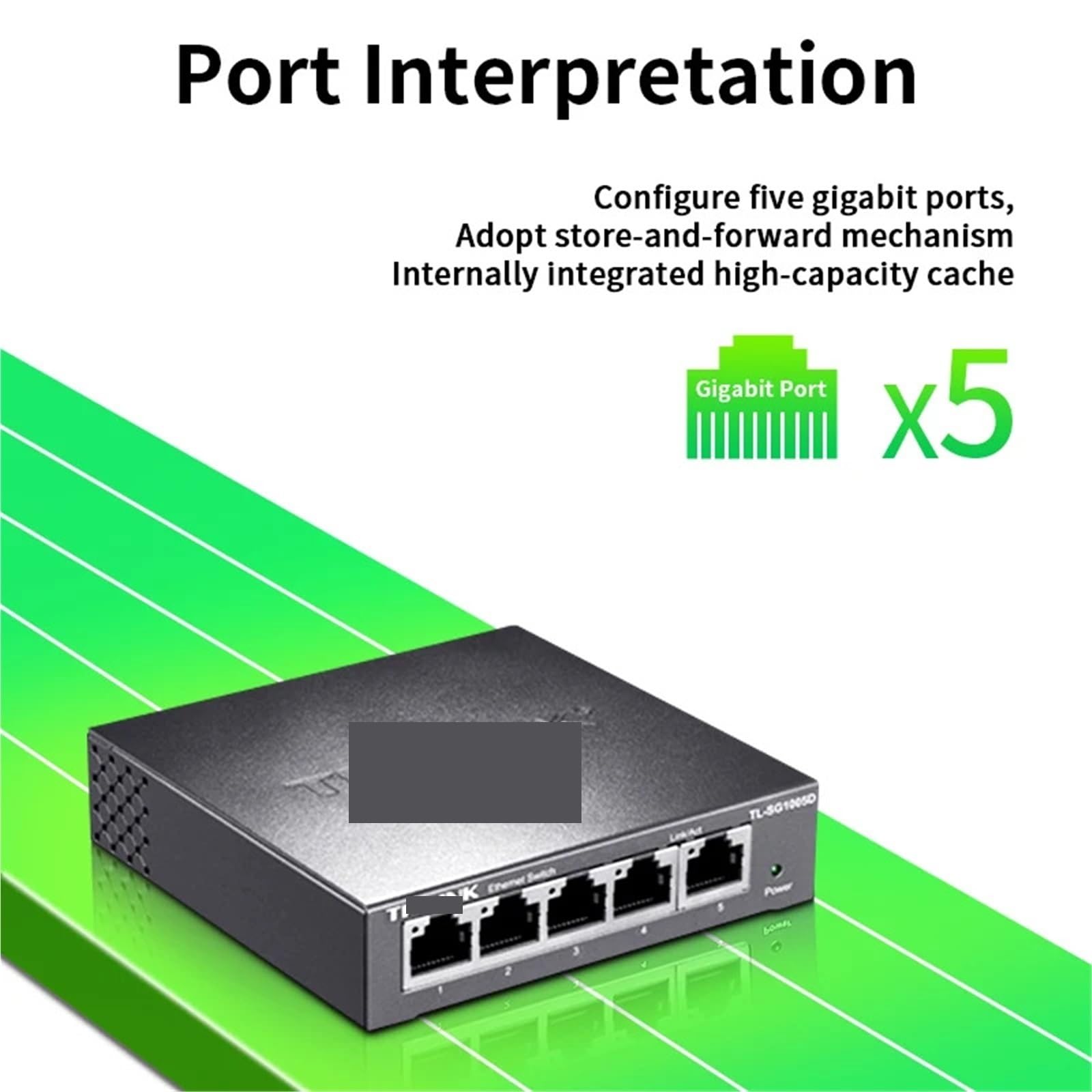Commutateur réseau Gigabit Ethernet 5 ports 1000BASE-T Plug and Play Hub Répartiteur Internet TL-SG1005D (adaptateur UE)