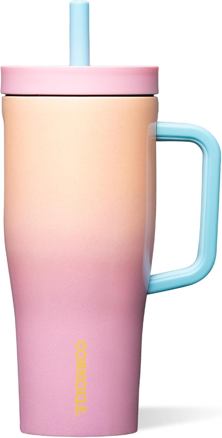 Corkcicle Cruiser Insulated Tumbler with Handle & Straw - Triple-Insulated - Leakproof Travel Mug - BPA-Free - Summer Drinkware Gift - Keeps Drinks Ice Cold - 22 oz - Lover