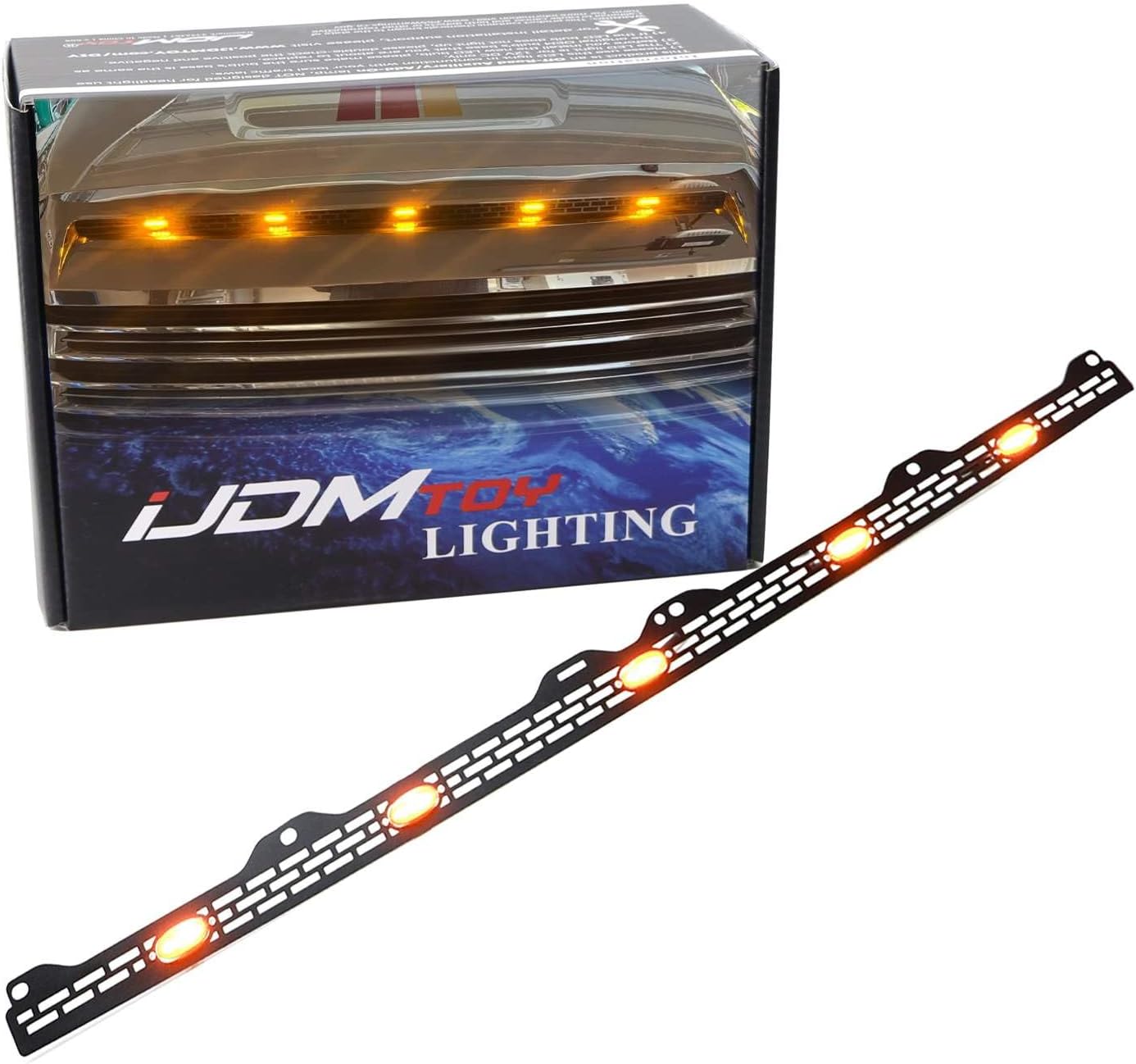 iJDMTOY Clear Lens Amber Yellow Full LED Front Upper Hood Bulge Insert Replacement Lighting Kit Compatible with Toyota 2014-2021 Tundra