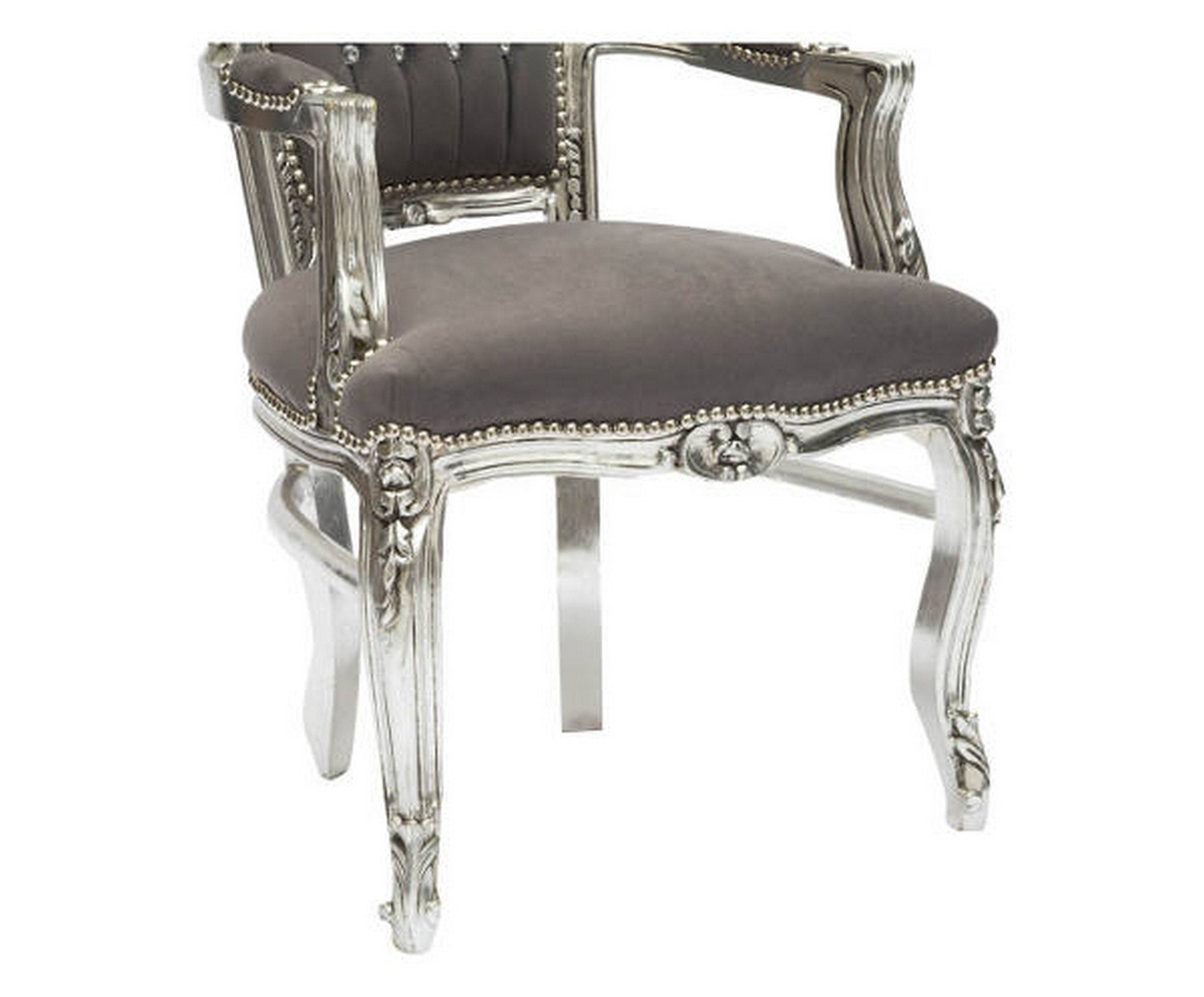 Way Home Store Fauteuil baroque style français Louis XVI Argenté et gris