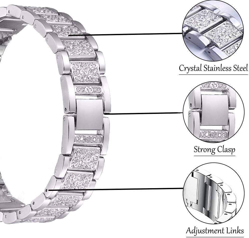 FitTurn 18mm Bands Compatible with Fossil Women's Gen 6/5E 42mm /Gen 4 Q Venture HR/Gen 3 Venture Smartwatch -Replacement Rhinestone Metal Bling Bracelet WatchBand image 3