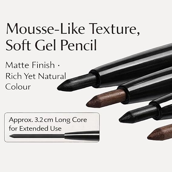 Classic Black Gel Kohl Eyeliner Pencil with Built-In Sharpener - Fine Tip Glide, Water-Resistant Smudge-Resistant Longwear, High Colour Payoff for Precise Wings and Soft Smoky Looks