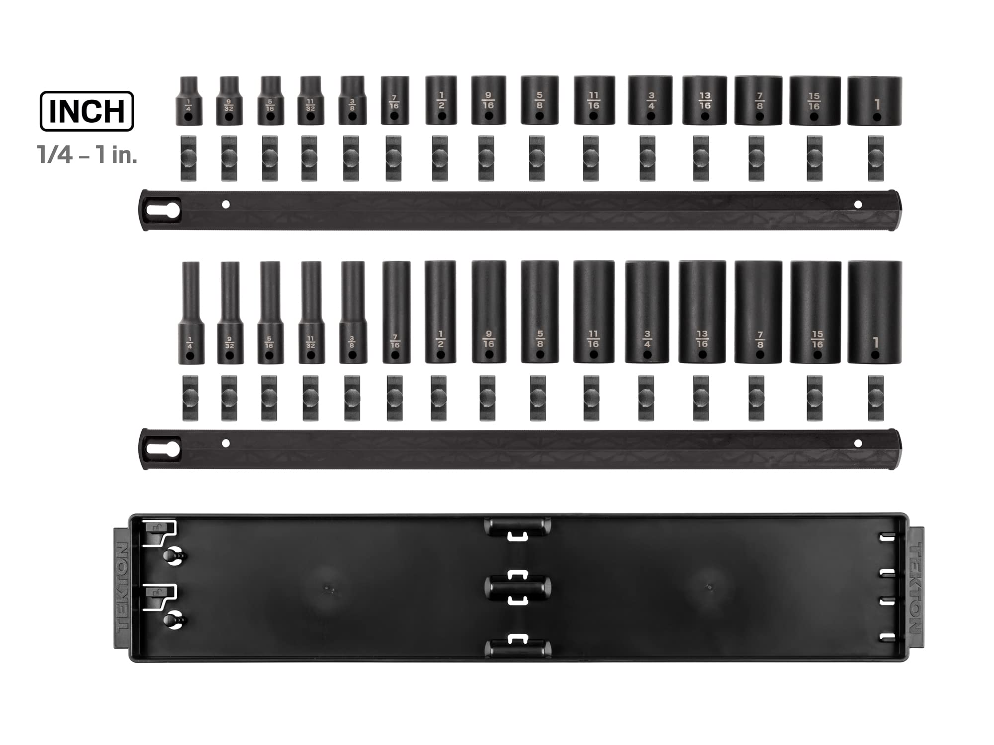 TEKTON SID91210 6-punktowy zestaw nasadek udarowych, 30-częściowy (1/4-1") z szynami | SID91210