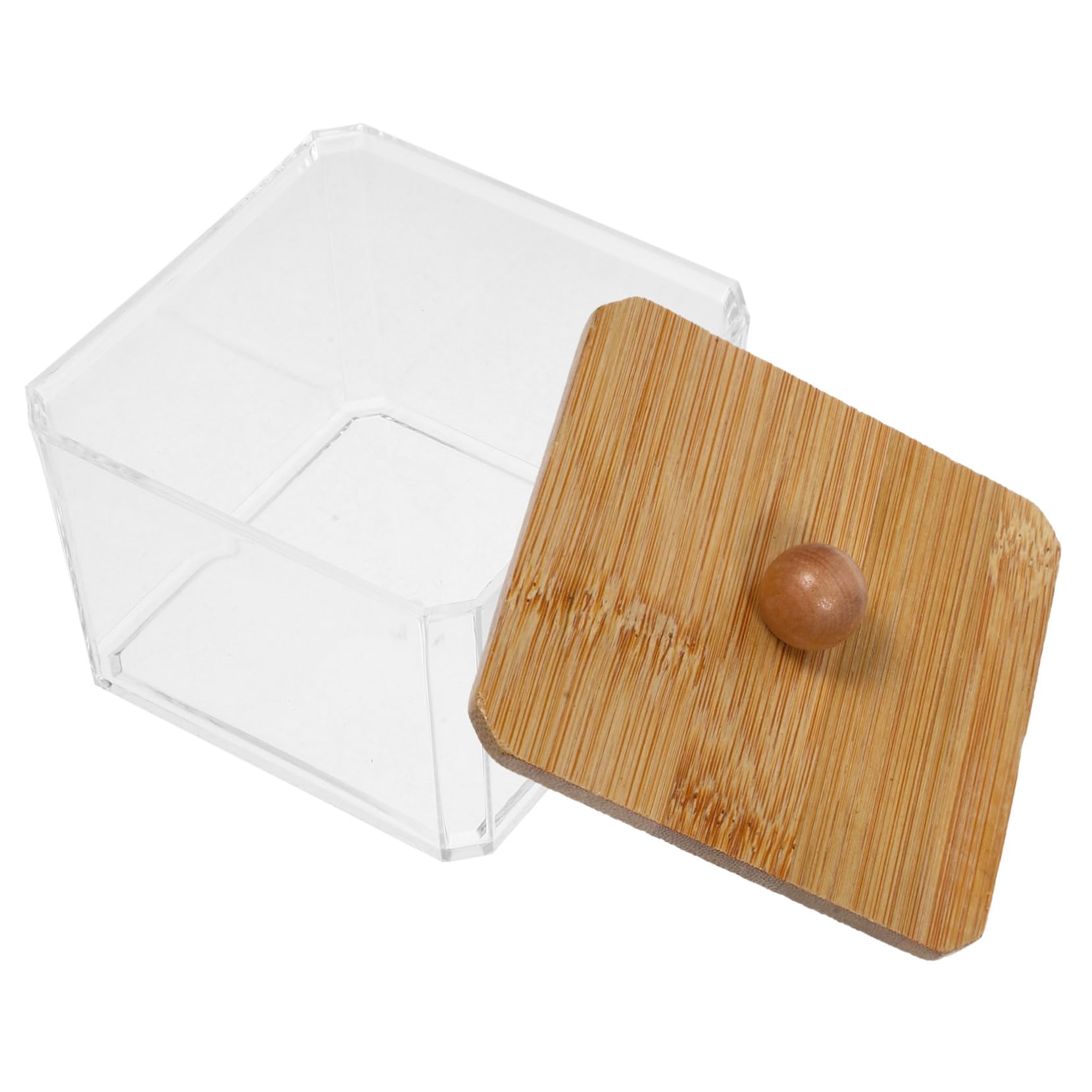 Cabilock 5stücke Klarer Kosmetikpad-organizer Mit Holzdeckel Transparente Aufbewahrungsbox Für Wattestäbchen Wattepads Make-up-schwämme Und Mehr Praktisch Und Dekorativ Für Zuhause