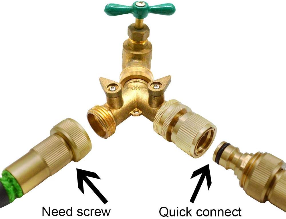 HQMPC Garden Hose Quick Connect Solid Brass Quick Connector Garden Hose Fitting Water Hose Connectors 3/4 inch GHT (4Sets)