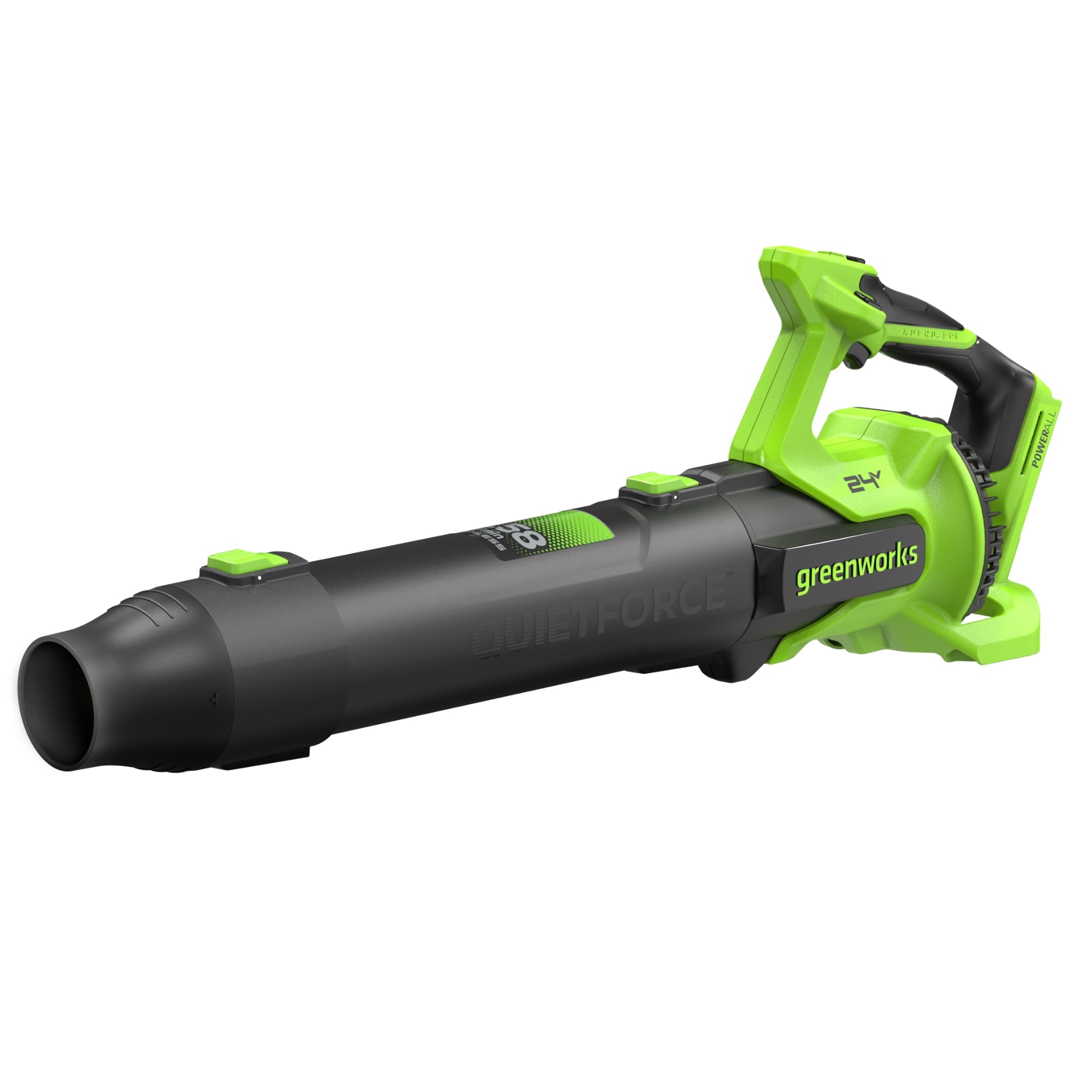 Greenworks Soffiatore a Batteria 24V Premium, Motore Brushless ad Alta Efficienza, 14,58 m³/min, 209 km/h, Tecnologia QUIETFORCE, Cruise Control – Solo Utensile BL24515A1