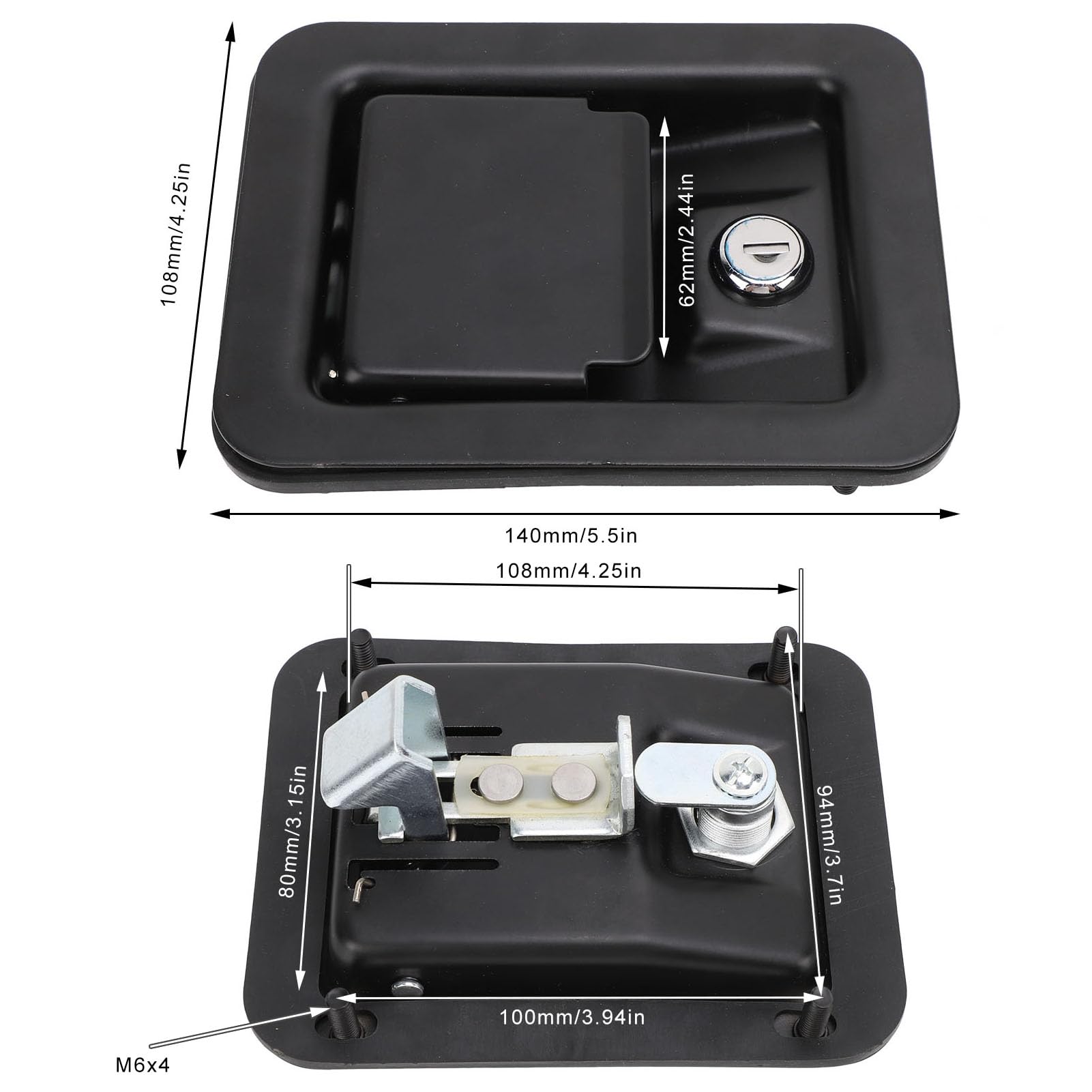 Serrure à Palette de Poignée de Camping-car Acier Inoxydable 304, Serrure Boîte Outils Remorque avec Clés, 5,5x4,2 Loquet Poignée encastré Serrure Boîte Outils Camion Loquet Porte